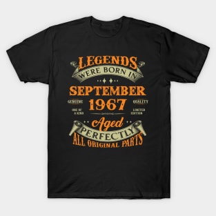 56th Birthday Gift Legends Born In September 1967 56 Years Old T-Shirt